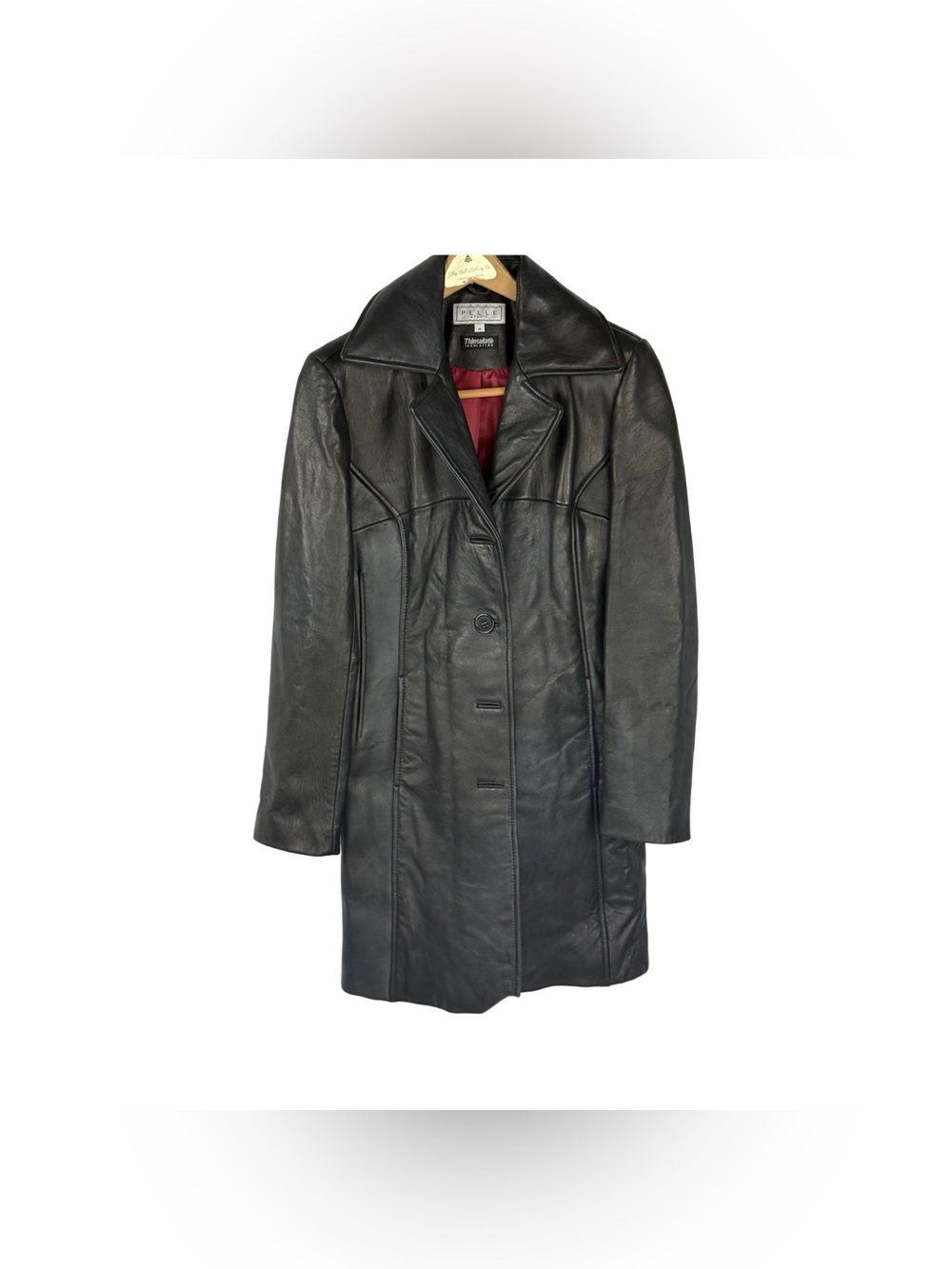 Vintage Pelle Studio Womens M Super Soft Black Leather Coat Thinsulate Lined